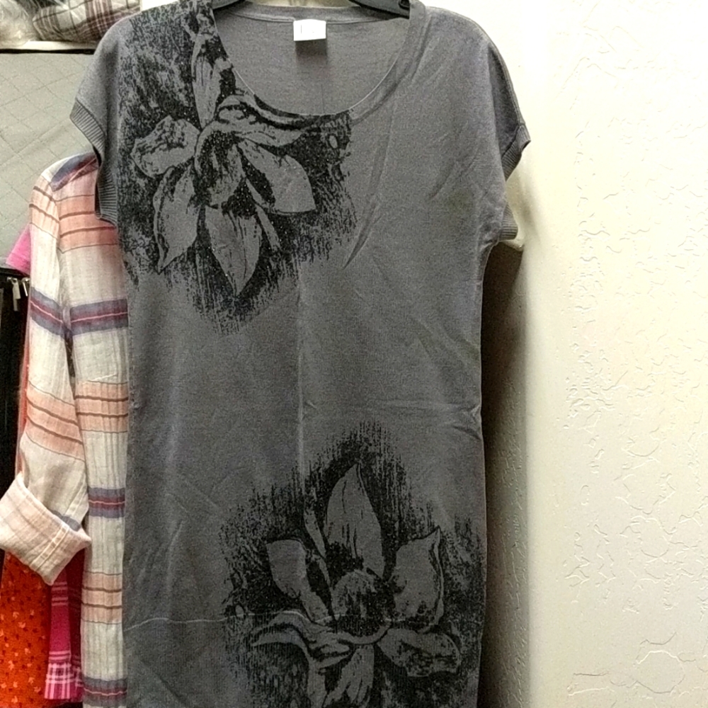 Petite Printed Cap-Sleeve sweater dress dice xs